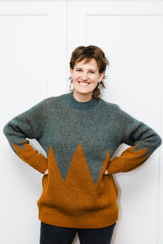 Haustpeysa - vélprjónuð - græn & brún