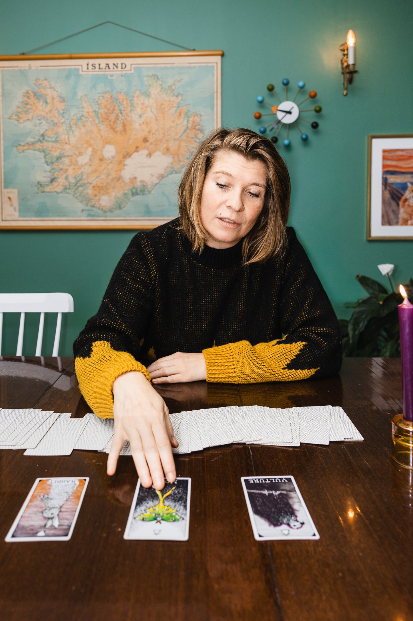 Haustpeysa - vélprjónuð - svört og gul