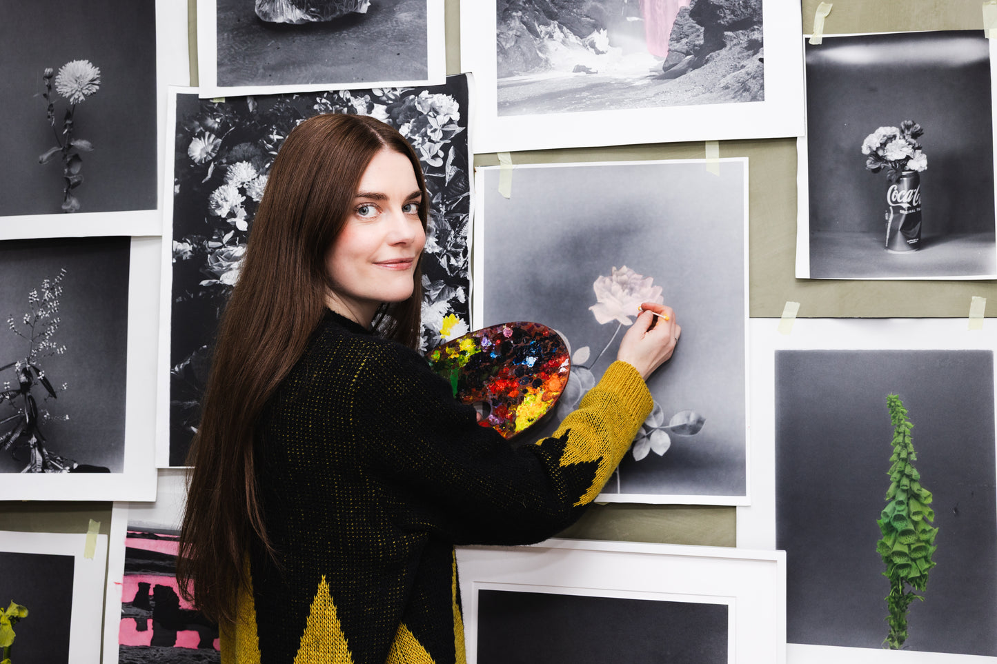 Haustpeysa - vélprjónuð - svört og gul